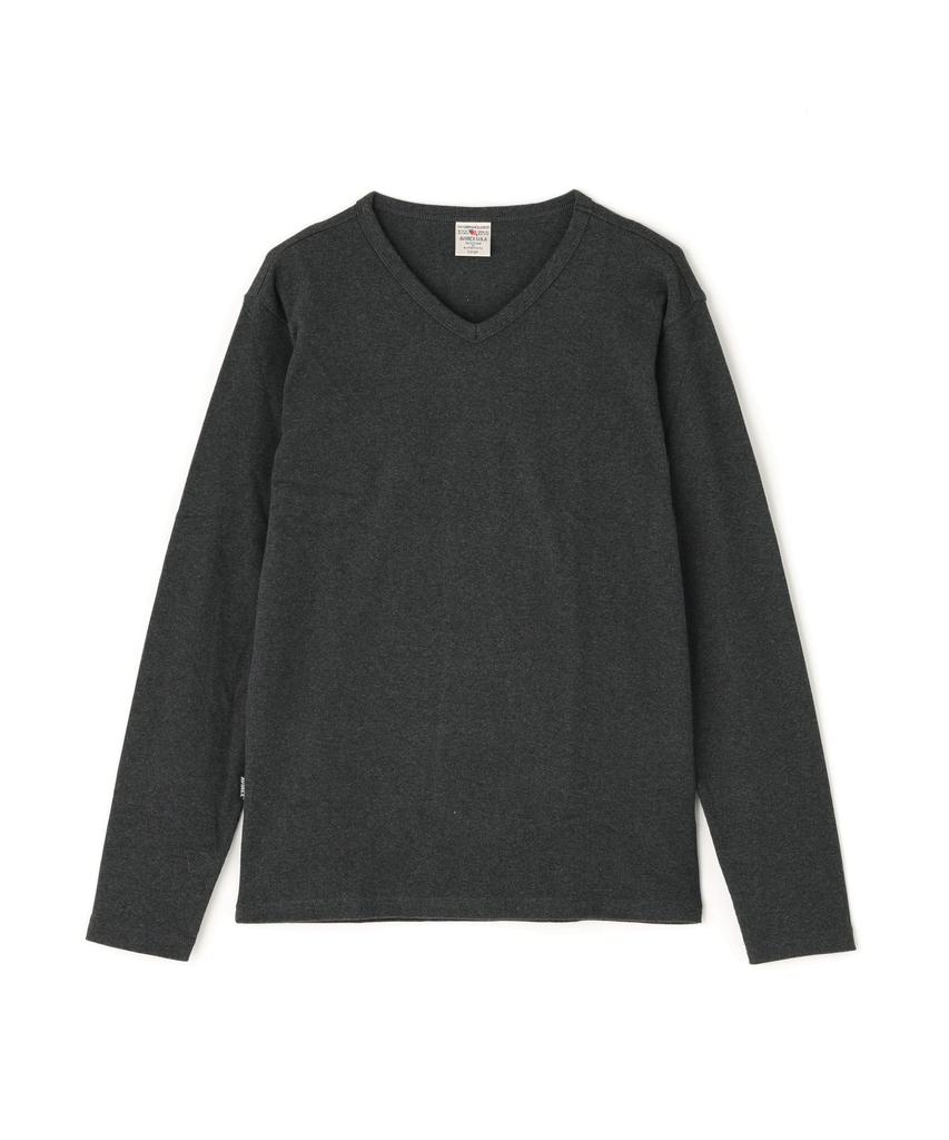 AVIREX DAILY RIB V-NECK TEE 6153480 men's L charcoal
