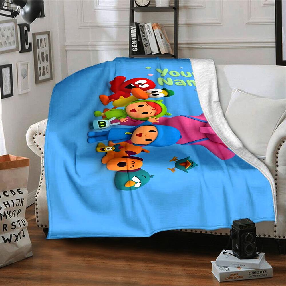 Pocoyo Personalized Text Blanket Throw Personalized Blanket Durable Comfort Throw For Sofa Seaside Office Chair Chair Four Seasons Multipurpose