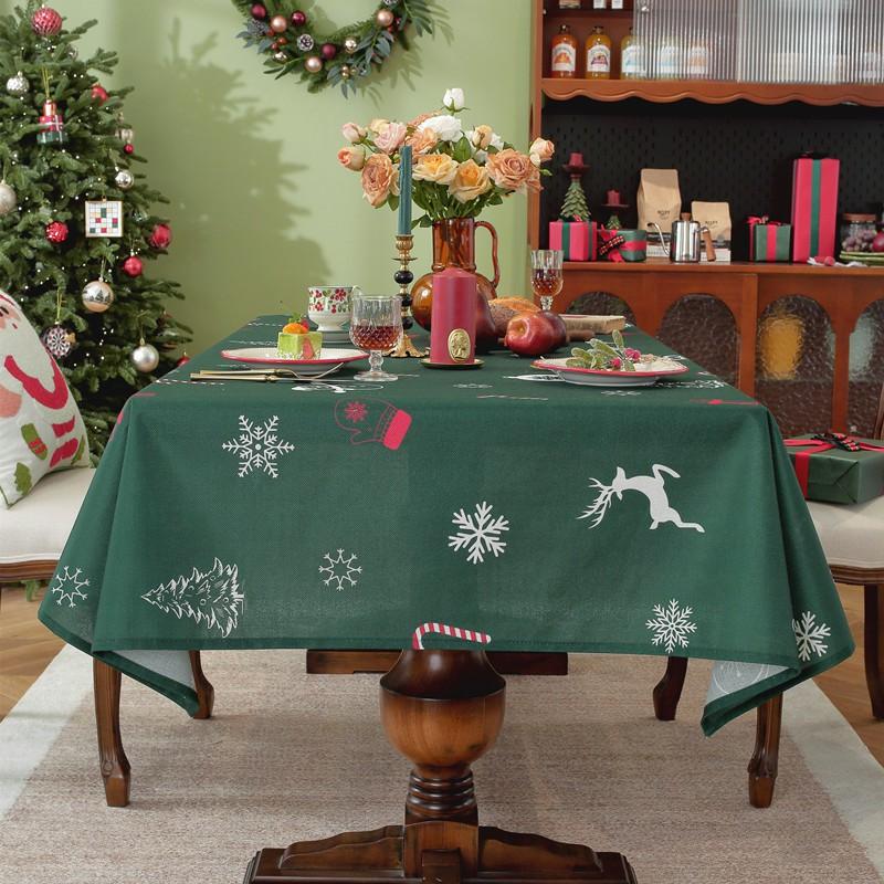 Christmas Deer Tablecloth Waterproof Rectangular Table Cover Dining Coffee Decor