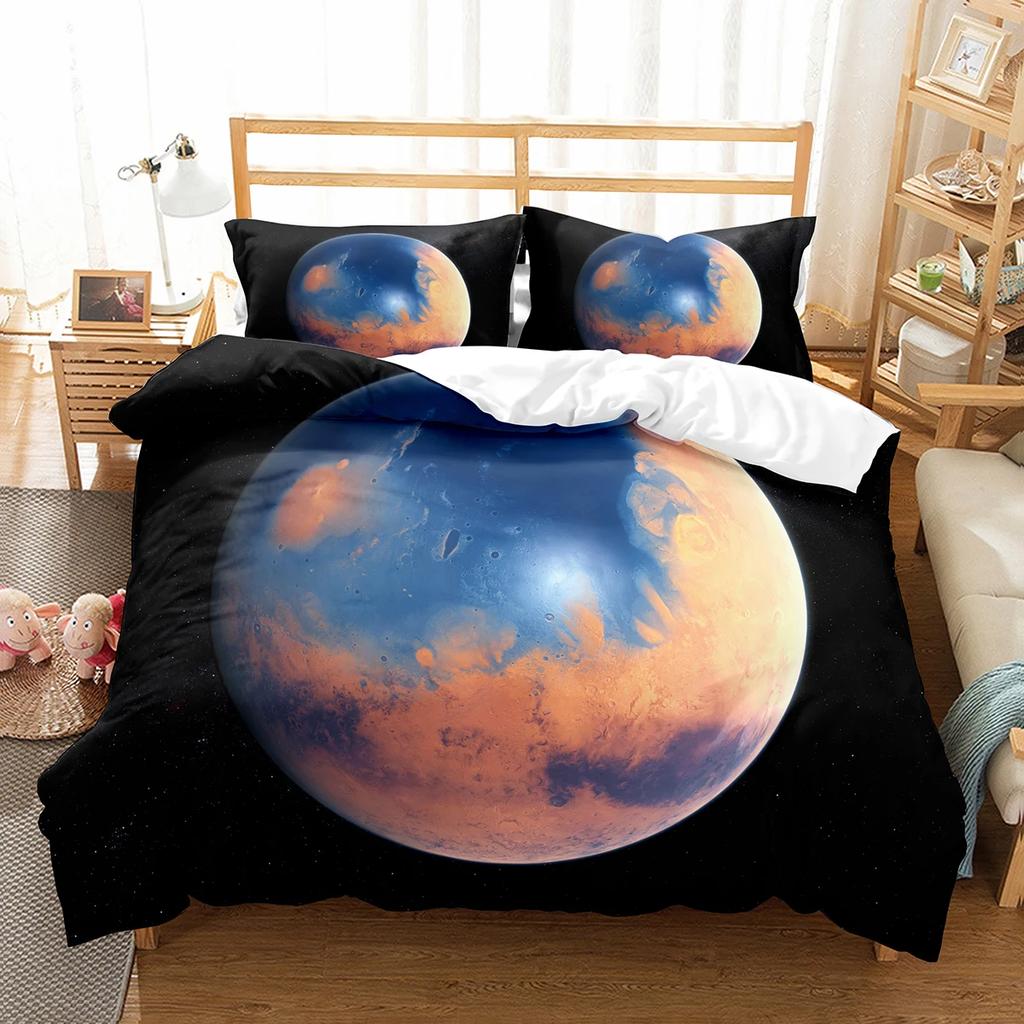 Comforter Enceladus Planet King Queen Solar System Bedding Set Rotate Universe Space Polyester Comforter