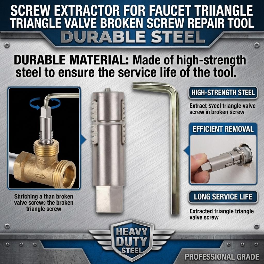 Broken Screw Extractor Tool for Faucet Valve Quick Removal Safe for Internal Threads Home Repair DIY Tools