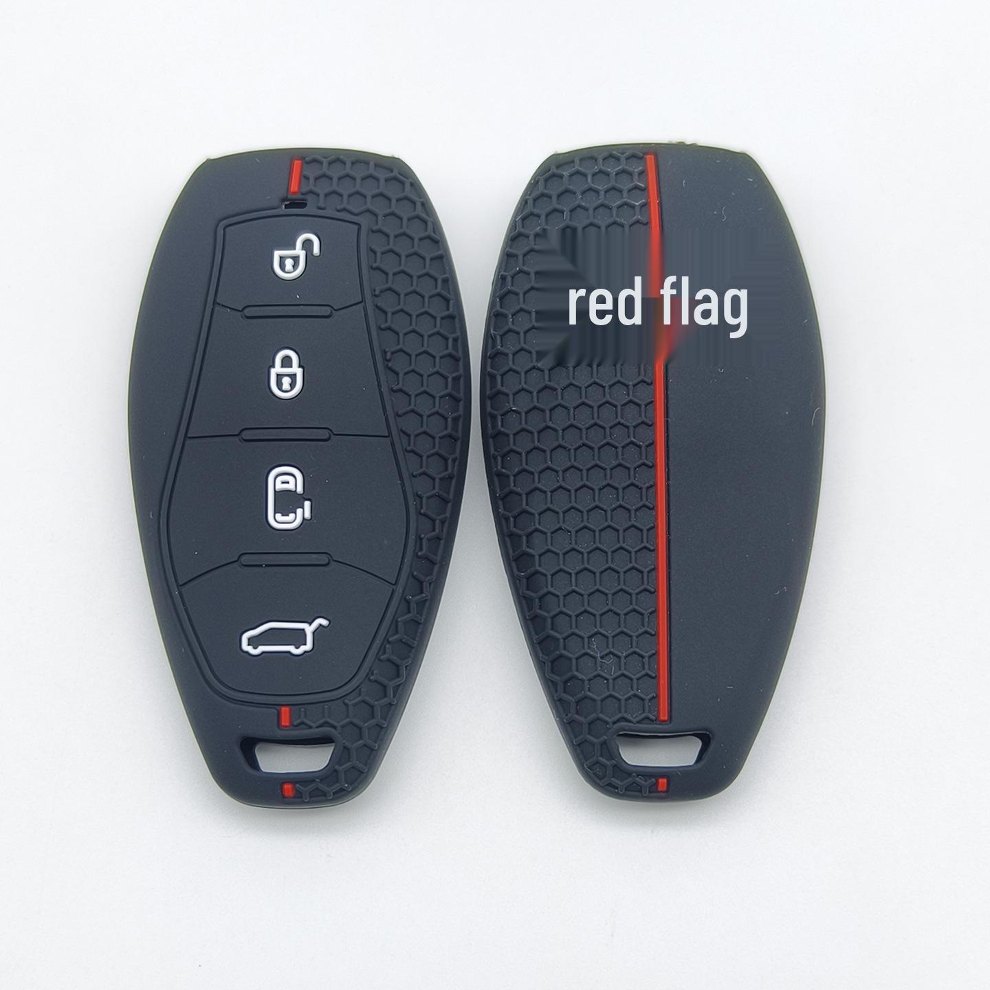 

Silicone Protective Cover for New Hongqi H5 HS5/HS3/H9 2025 Four-Button Remote Key чёрный