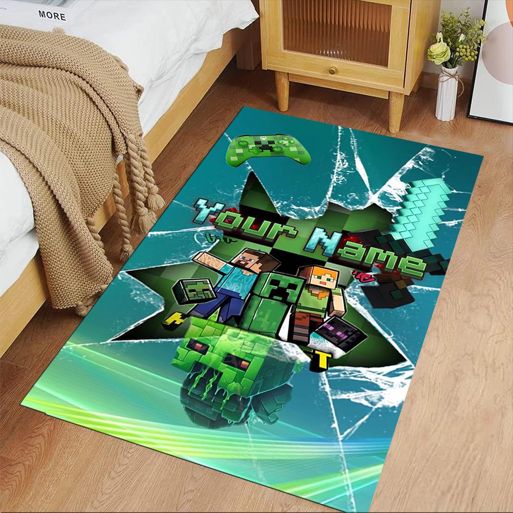 Minecraft Personalized Name Area Rug Suitable for Entryway Bedrooms Game Room Living Rooms Anti-slip Rug Decorate Offices Best for Christmas