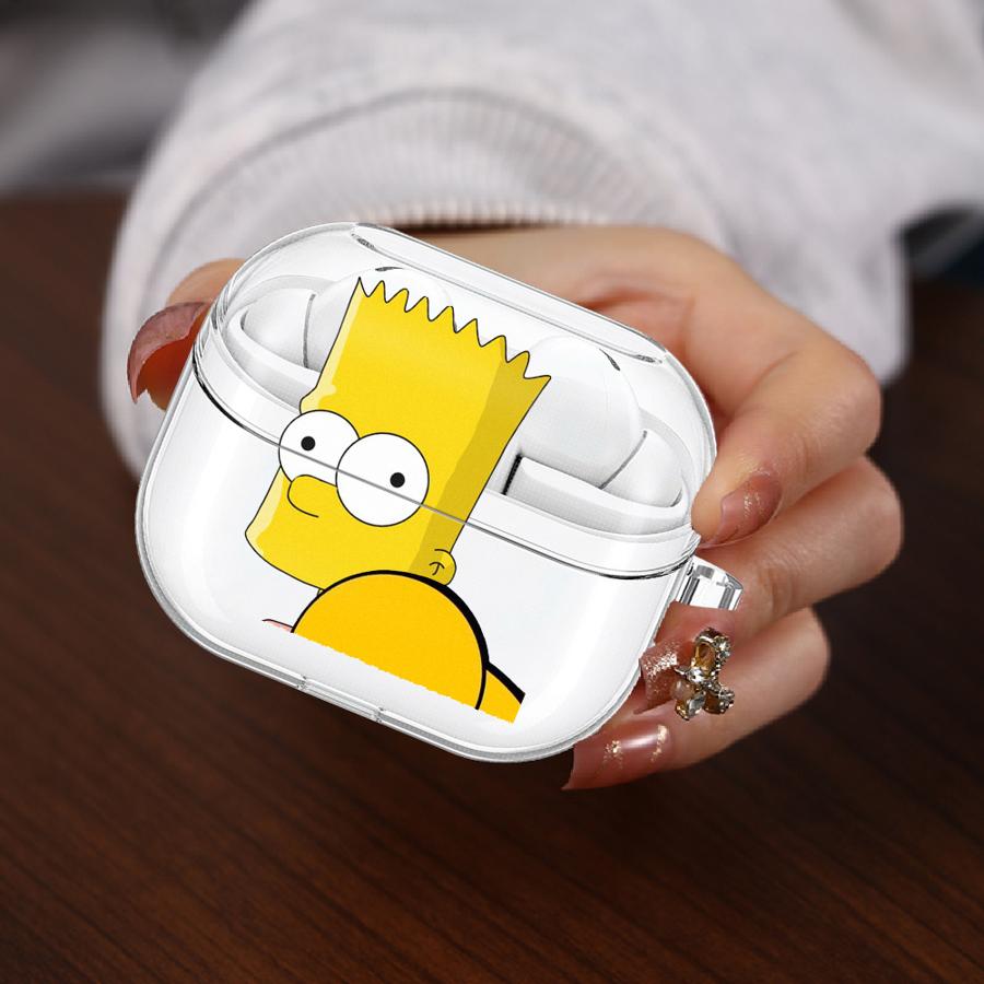 Case For Samsung Galaxy Buds 3Pro 2 4 Pro Live 2Pro 3 FE 4Pro Clear Earphone Cases Cover With Hook Cute The S-simpsons