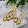 New 24PCS Plastic Disposable Spoons Golden Mini Spoon Set Plastic Imitate Metal Flatware For Barbecue Party Picnic Kitchenware