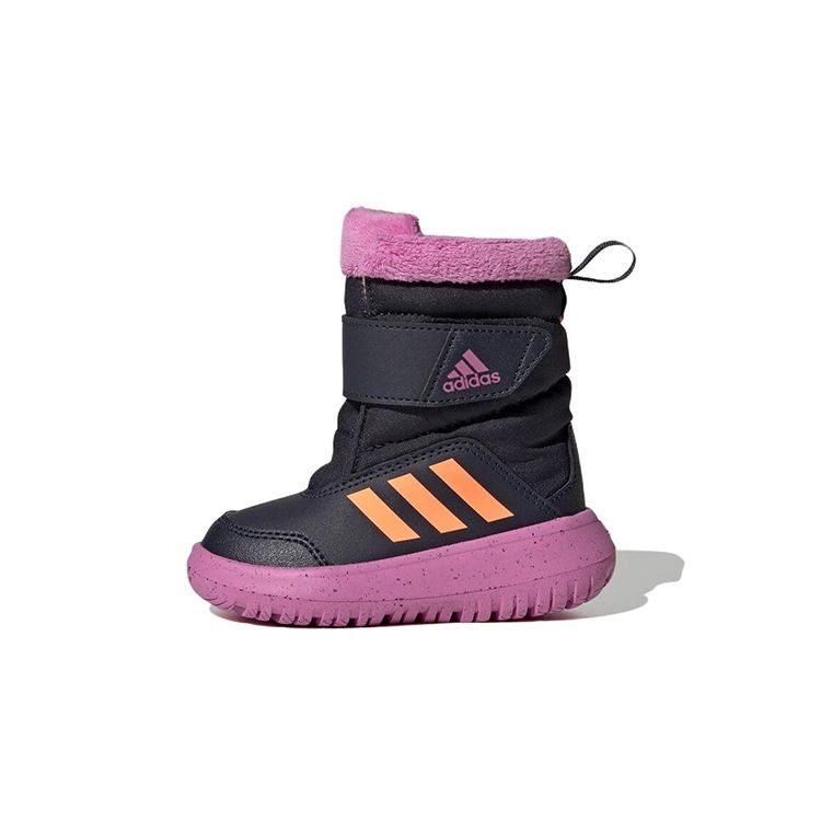 Adidas Winterplay Non-Slip Durable Warm High-Top Walking Shoes Baby Shoes Black Purple GZ6799