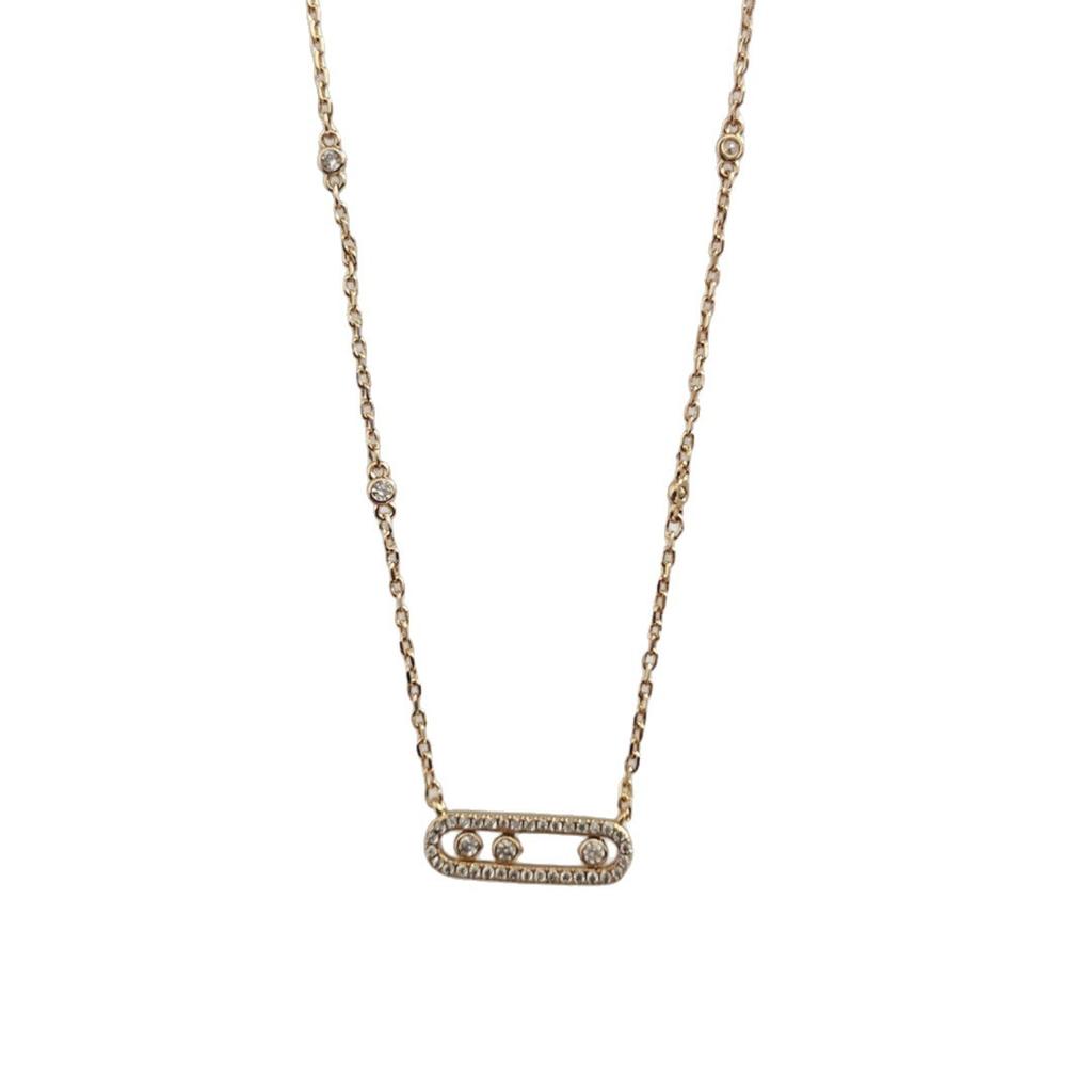 Time Has Come and Gone, Diamond-encrusted Three-diamond Necklace, Female Paperclip Removable 18k Niche High-end Clavicle Chain 2026