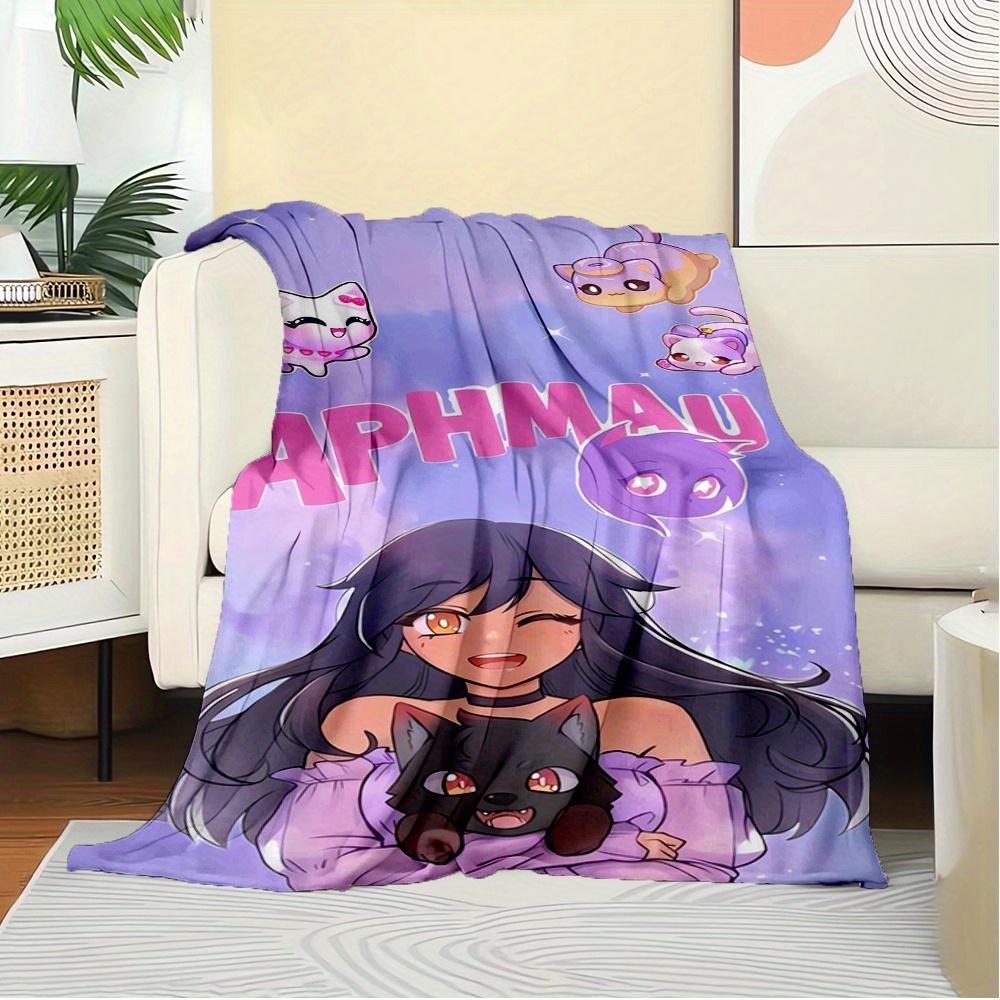 1pc Flannel Throw Blanket, Aphmau,Cat,KawaiiPattern Printed Blanket, Warm Cozy Soft Blanket For Couch Bed Sofa Car Office Camping Travelling