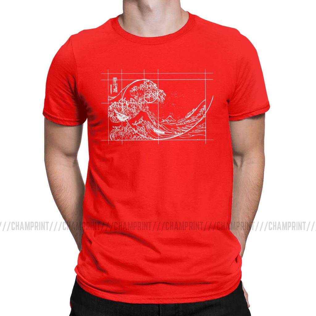 Hokusai trifft Fibonacci-Folge Goldener Schnitt Herren T-Shirt Mathe Technik Geek Lässige T-Shirts Rundhals-T-Shirts Übergrößen Oberteile