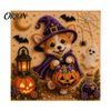 Clean Paint Free Art Set Halloween Faux Pearl Painting Kit, Puppy Ghost 3D Craft Unique Handmade Gift Idea for Adults Beginners, Home Wall Decor, DIY