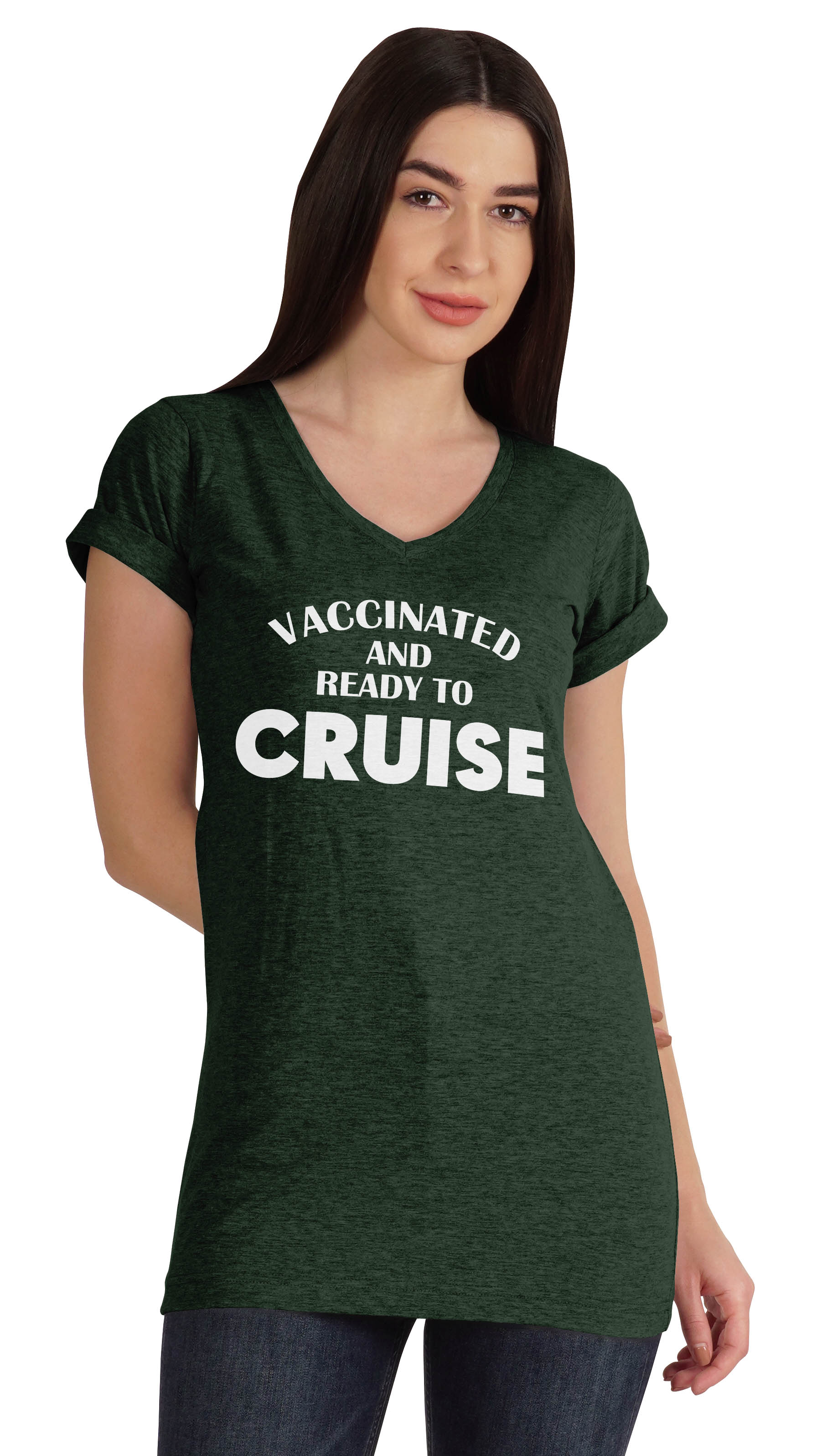 

Inkmeso Vaccinated And Ready To Cruise Funny Pro-Vaccine Crew Neck T-shirt For XS