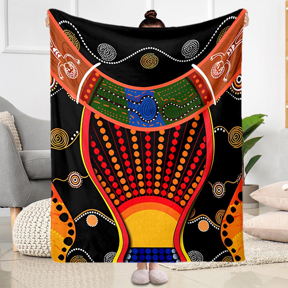 Australian Aboriginal Style 31 Blanket Soft & Cozy Perfect for Livingroom Sofa Chair Four Seasons Universal Stylish Decor