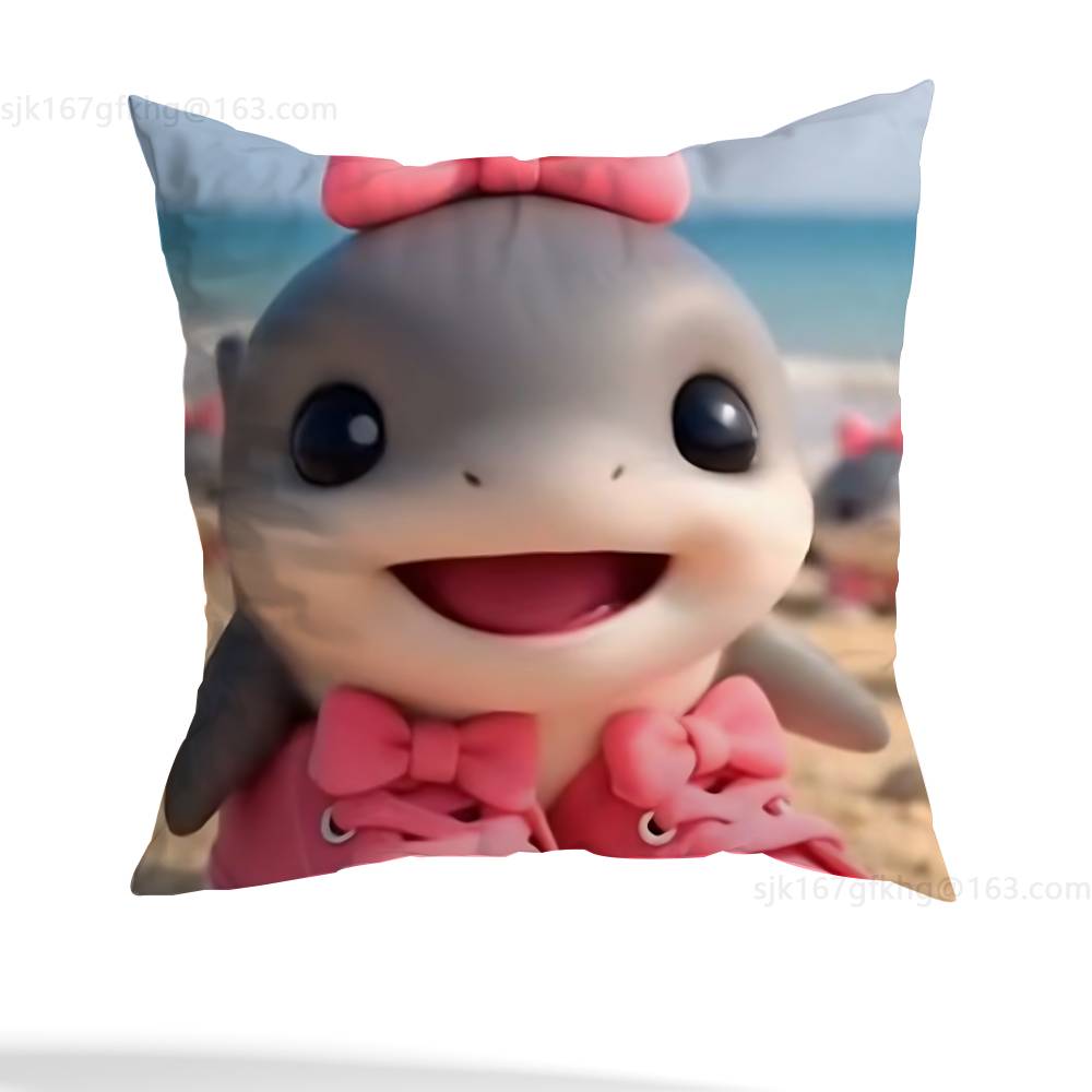 ITALlAN Brainrot Creative Pillow Case Anti-dustmite Pillowcase Invisible zipper silky short plush Sofa cushion cover