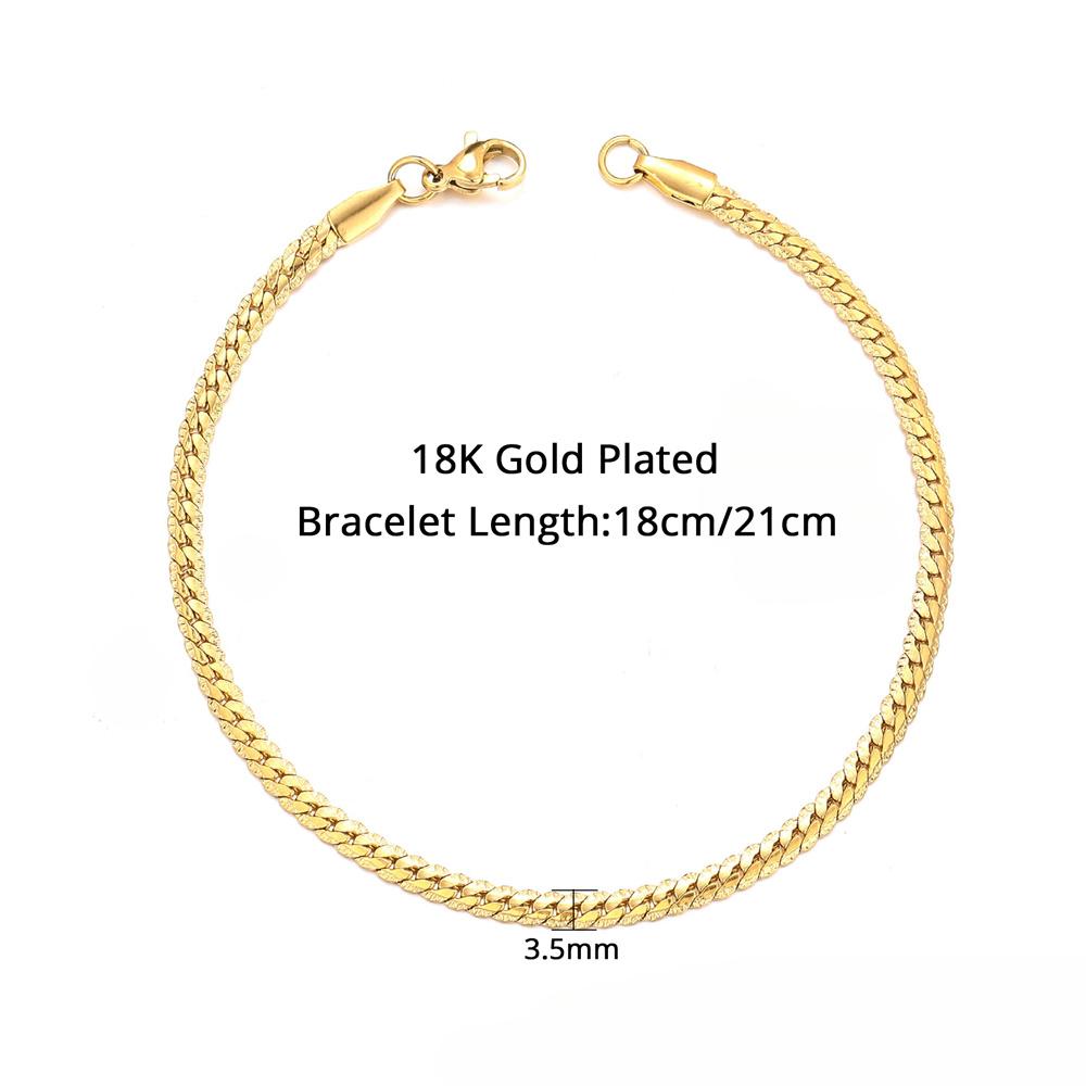 Punk Flache Schlangenkette Armband 3mm Gold Silber Farbe Edelstahl Prägung Handketten für Männer Frauen Mode Schmuck Geschenk