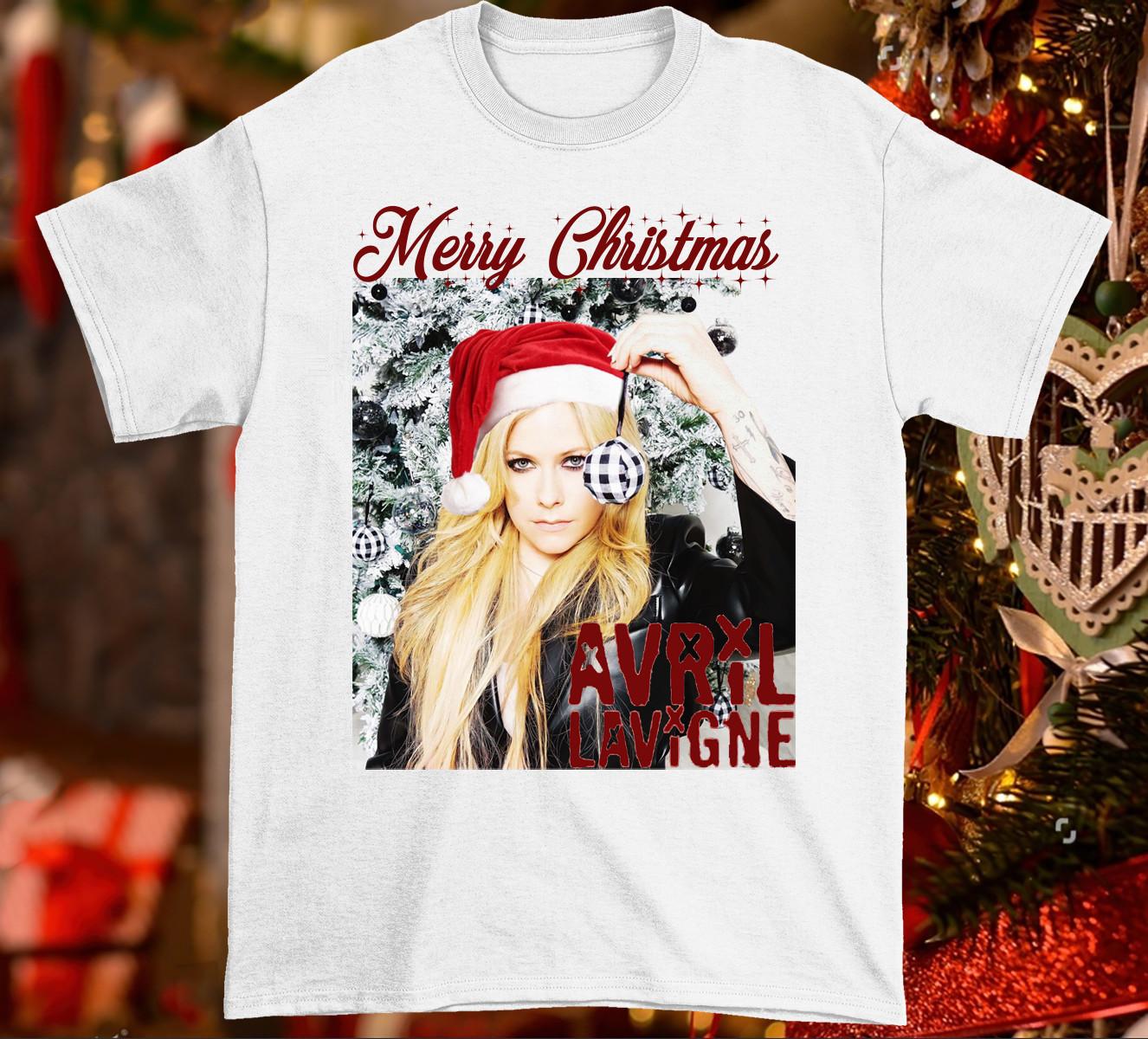 Hot Merry Christmas Avril Lavigne Cotton Full Size S To 4XL Shirt PP1091 XXL