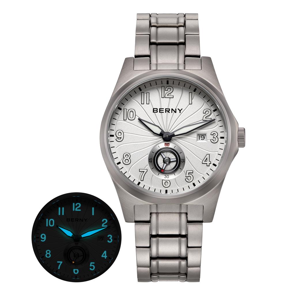 BERNY Mechanisch Herenhorloge Volledig Titanium Automatisch Polshorloge met 10ATM Waterdicht Saffier ST1731 Super Lichtgevend Herenhorloges