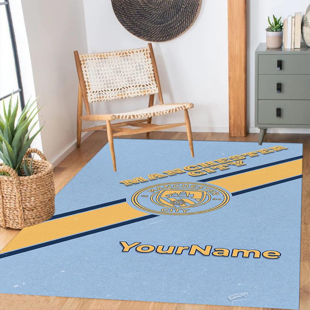 Manchester City Customize Text Area Rug Suitable for Game Room Study room Outdoor Foyer Anti-slip Rug Office home decor Gift for Festivals