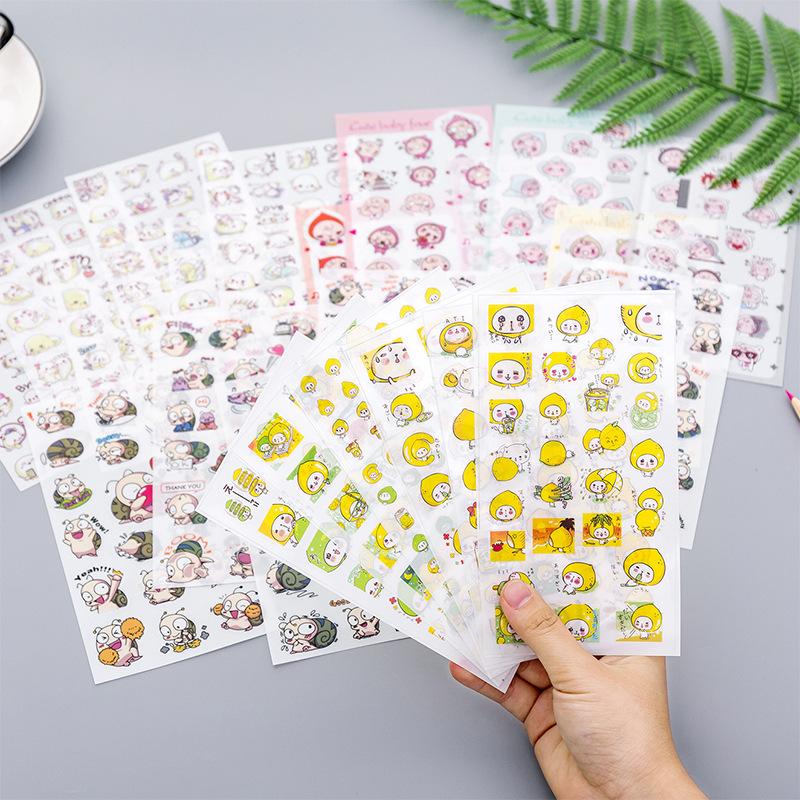 6 Sheets Cute Cartoon 3D PVC Stickers DIY Waterproof Decorative Stickers for Students Reward Diary Planner