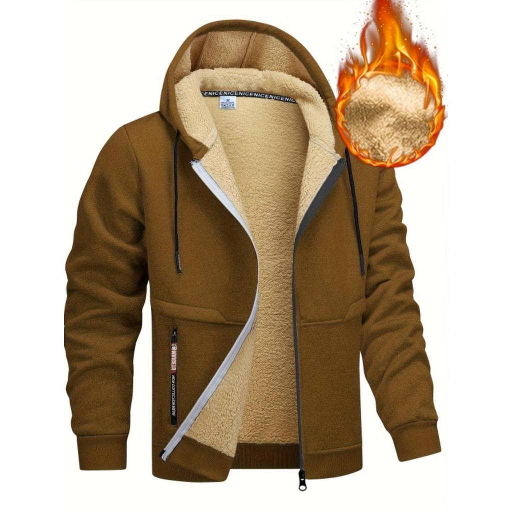 Cappotto Spesso Autunno e Inverno, Felpa con Cappuccio Larga in Imitazione Lana d'Agnello, Giacca da Lavoro, Giacca da Uomo
