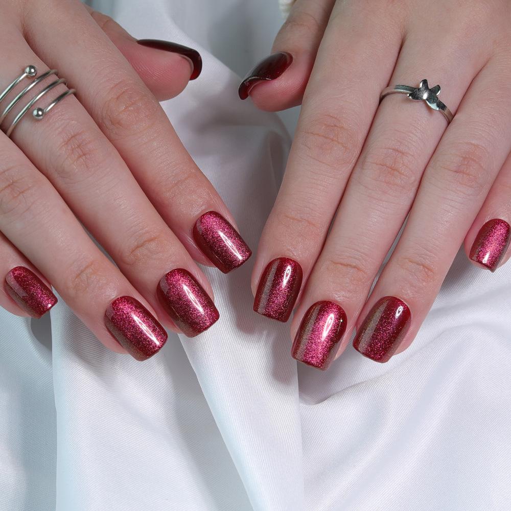 31 Colors Advanced Flash Cat Eye Short Square Press-On Nails - 30PCS Box