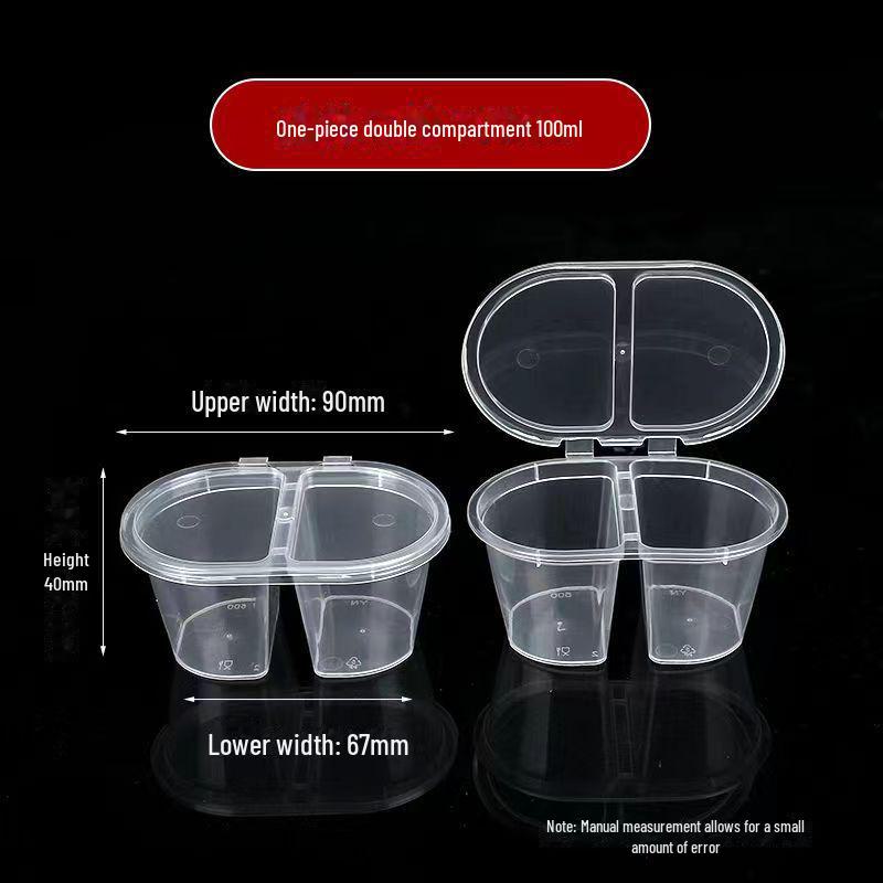 2oz Hong Kong Style Rectangular Chili Oil Slime Sauce Cup - Disposable Seasoning Dish