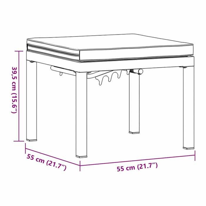 VidaXL Tabouret de jardin avec coussin noir acier enduit de poudre, siège de jardin, tabouret d'extérieur, siège cube, siège 4008564