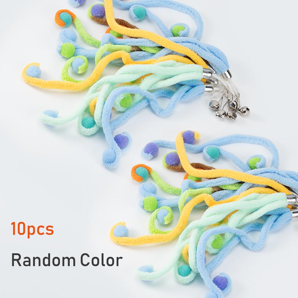 5pcs/10pcs Plush Ball Cloth Strip Cat Toy Teaser Stick for Replace Heads Pet Toys Wand Accessories