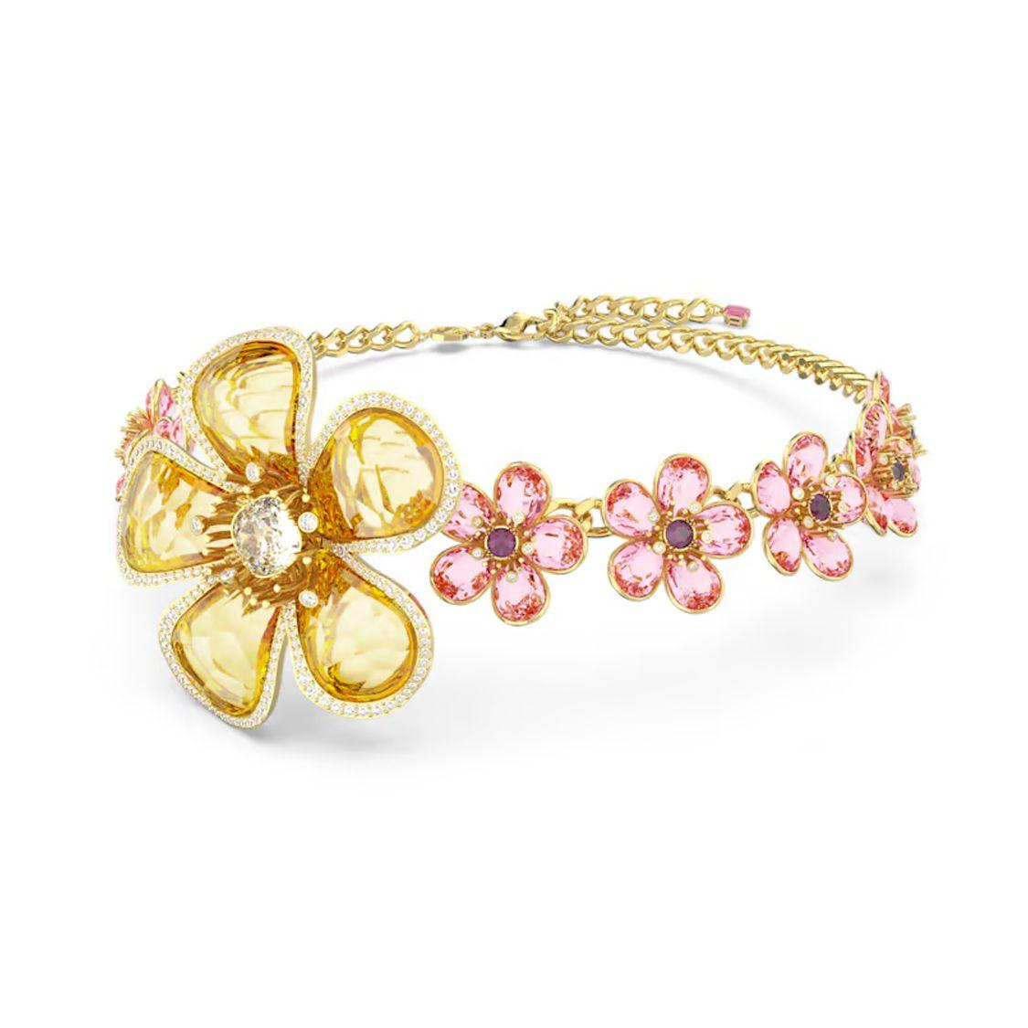 

Swarovski Florere Choker Flower Necklace Women necklace Multicolor Gold 5659727 Box (Random Color)