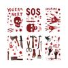 Halloween Bloody Static Window Sticker Skull Blood Handprint Knife Blood Sticker Haunted House Window Party Decoration Sticker