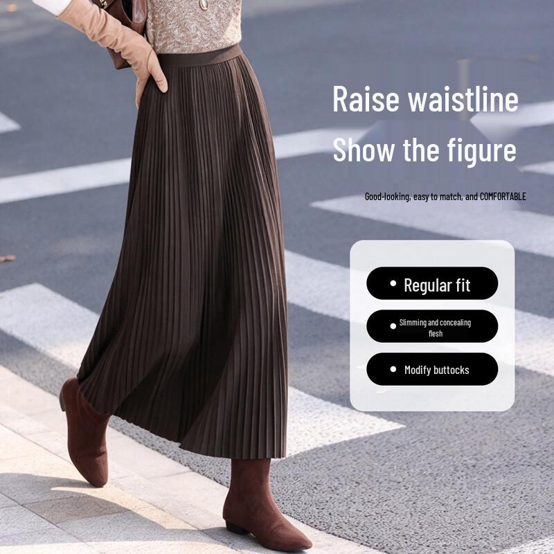 Bailuyu High-Waisted Pleated Maxi Skirt