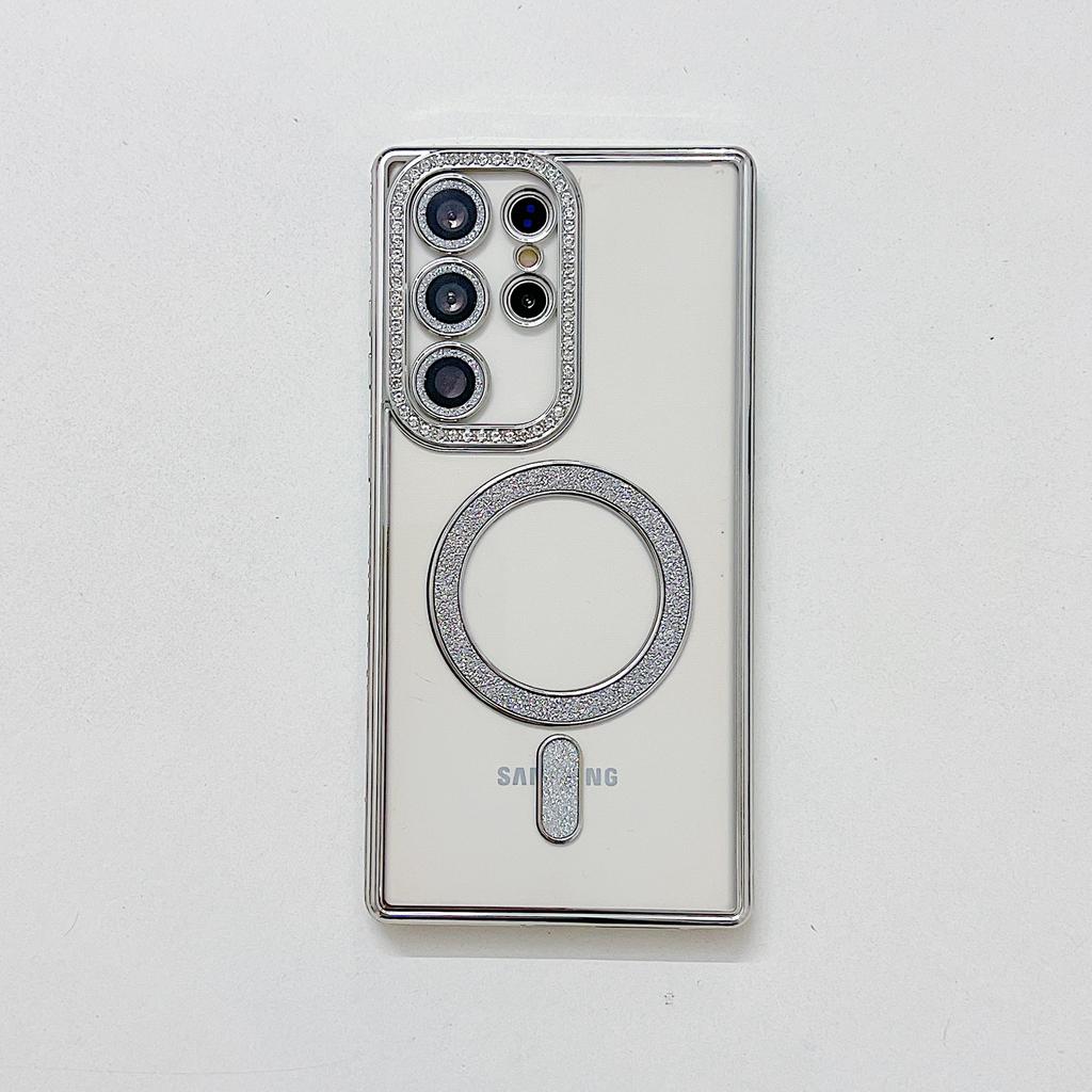 S25edge edge drill magnetic glitter mobile phone case, suitable for Samsung A17 trend S25ULTRA magnetic S25FE case