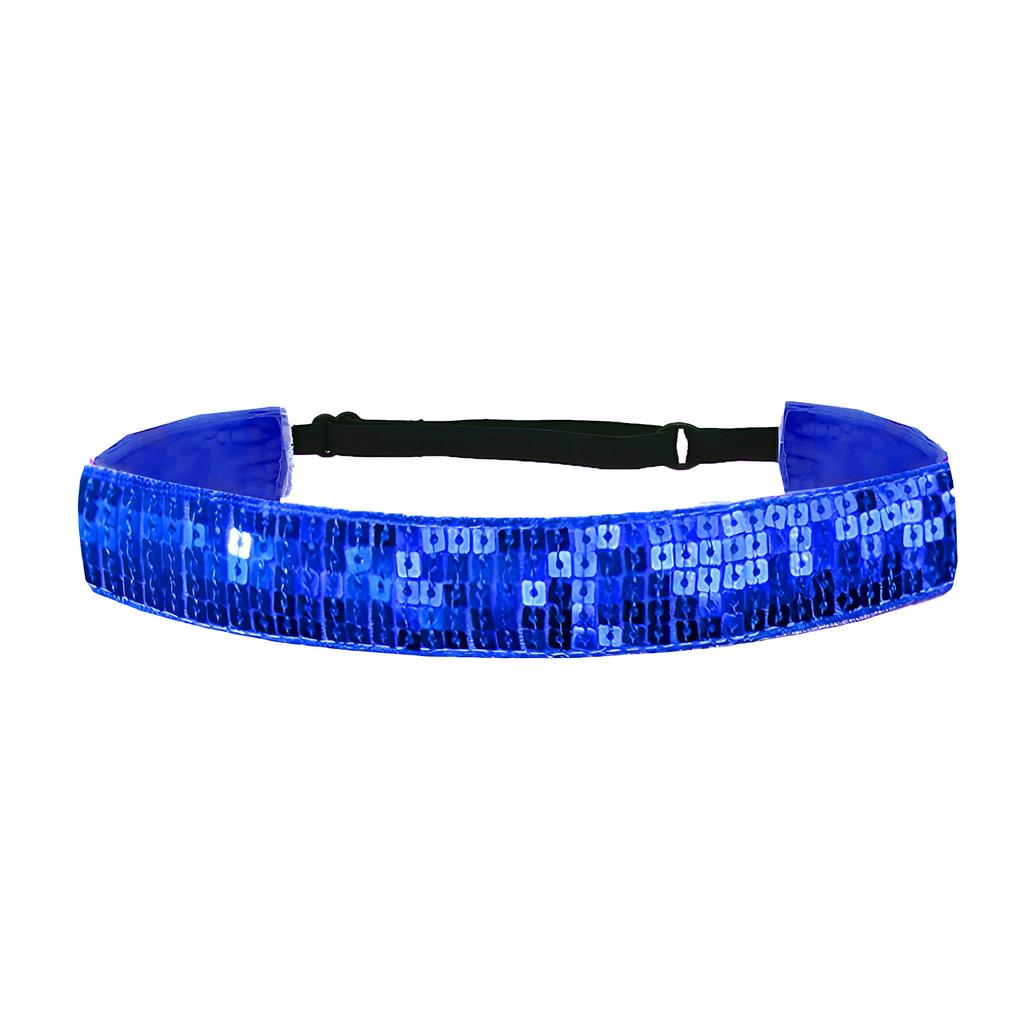 Adjustable Glitter Sequin Headbands for Women, Non Slip Velvet Lined Sports Yoga Hair Bands, Sparkly Elastic Head Wraps for Party Festival Gym Running