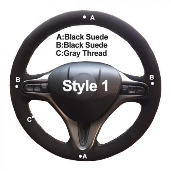 DIY Suede Car Steering Wheel Cover For Honda Fit City Jazz 2009-2013 ight