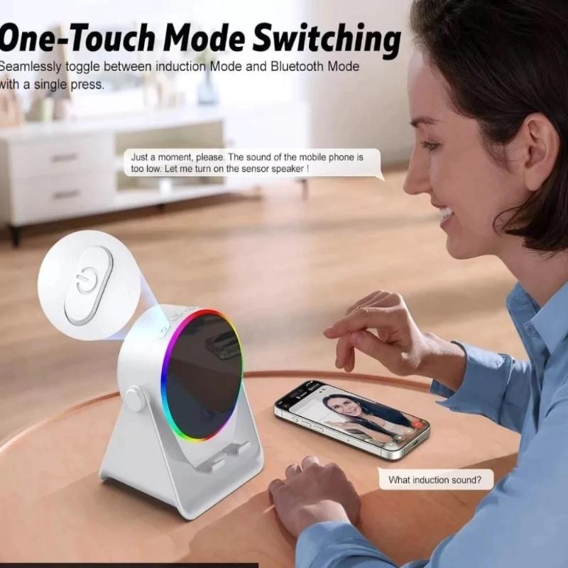 Bluetooth Wireless Induction Speaker Phone Holder Rgb & Rotating 360° With Power Bank