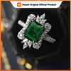 Huitan Noble Green Cubic Zirconia Women Rings for Wedding Anniversary Party Silver Color Elegant Female Rings New Trendy Jewelry