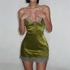 2026 European and American summer new pure desire splicing suspender sexy spice girl deep V-neck design dress