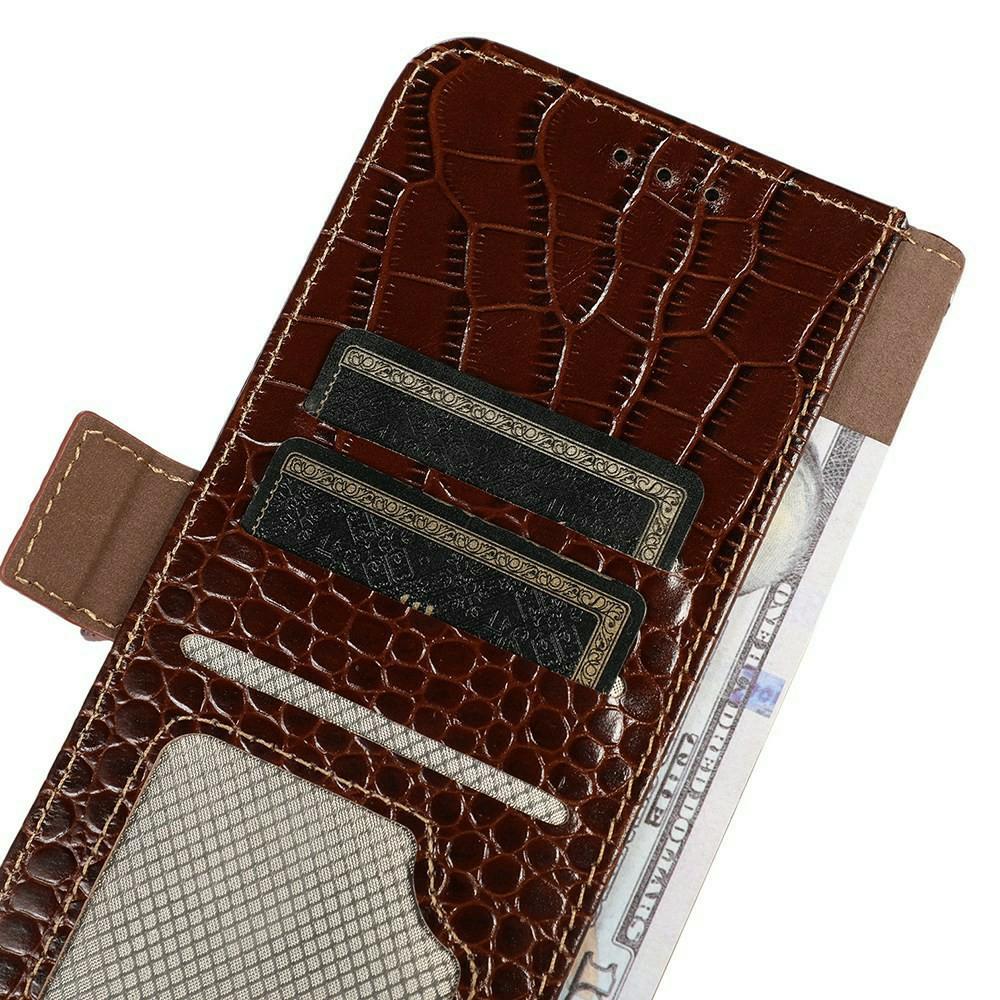 For iPhone 17 Pro Max Case Crocodile Texture Genuine Cow Leather Phone Wallet Cover