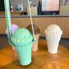 500ML Drinking Cup with Straw Ice Cream Shape Drinking Water Bottle Leakproof Cute Water Bottles with Adjustable Strap Air Up
