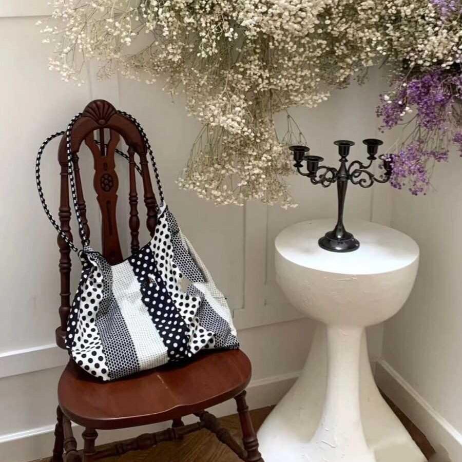 Polka Dot Tide Tote Bag with All The Small Shoulder Bag Ins Wind Environmental Bag Woman