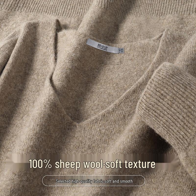 SNOWFLYING Women's 100% Merino Wool V-Neck Basic Knit Sweater