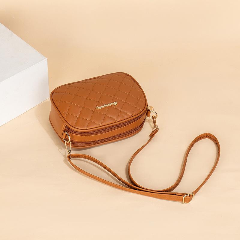 New diamond satchel women's shoulder bag large capacity double zipper design embroidery camera bag ladies bag