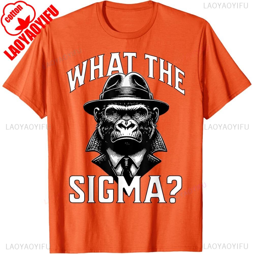 WHAT THE SIGMA TShirt Gentleman Gorilla Graphic Printed Tshirt Men Funny Summer Casual Daily Life Crewneck Cotton Short Sleeve