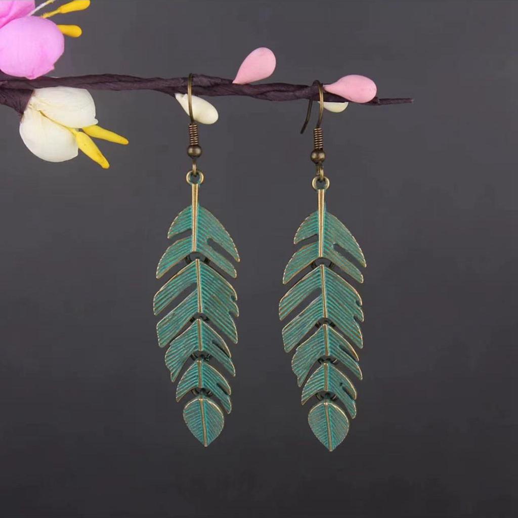 Bohemian Turquoise Owl Dream Catcher Tassel Earrings for Women