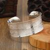 Stile Etnico Boemo Argento Retrò Bracciale Aperto Fioritura Intagliata Largo Bracciale Vintage Boho Accessori Moda Gioielli per Donne