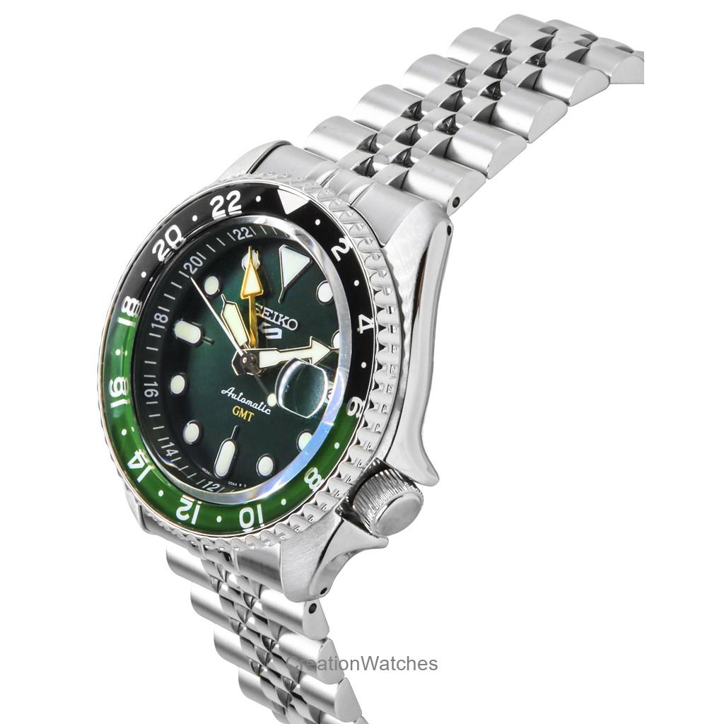Seiko 5 Sports SKX GMT Stainless Steel Green Dial Automatic SSK035K1 100M Men's Watch