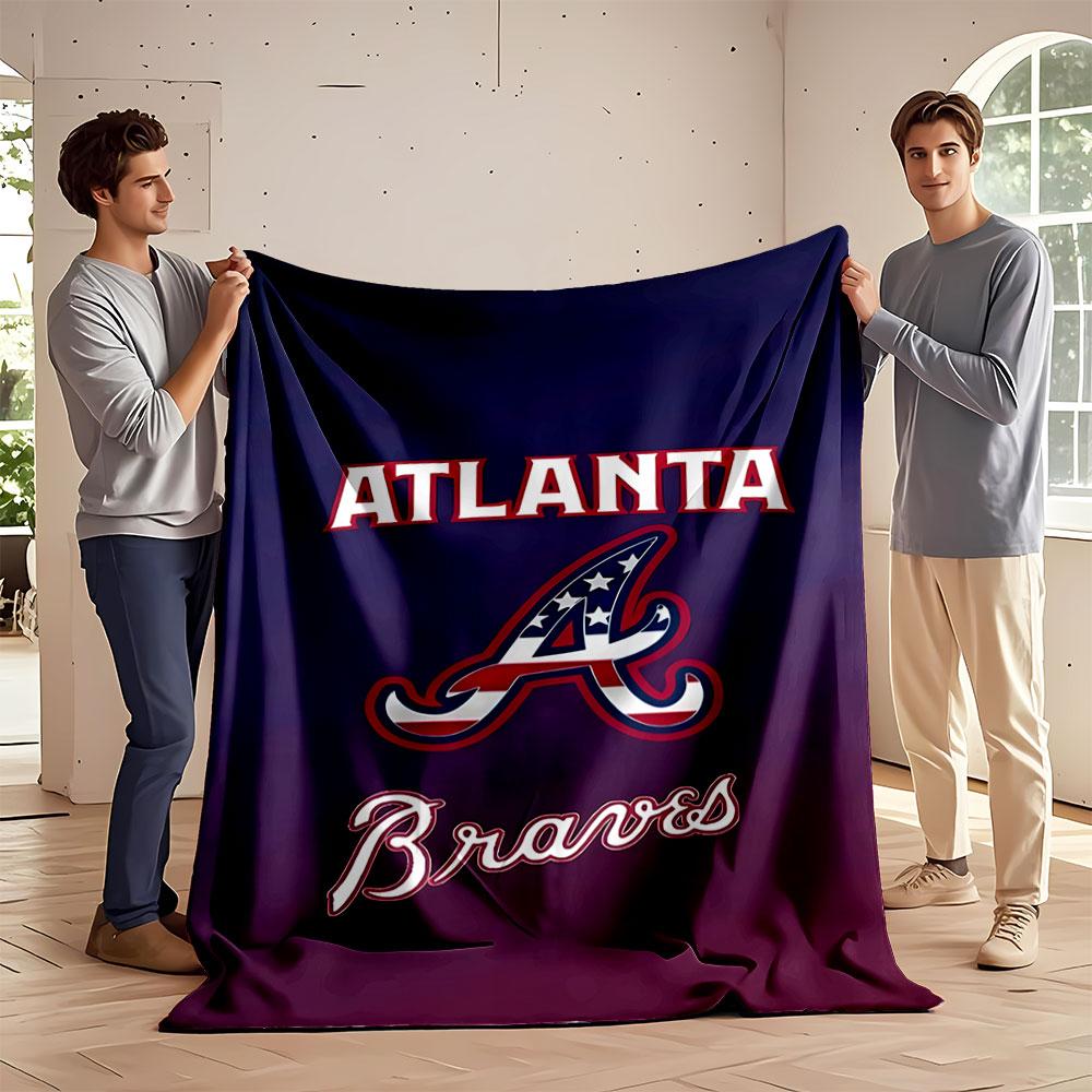 Atlanta Braves Logo Design Print Blanket Soft and Cozy Perfect for the Living Room Bed Sofa or a Nap,gift