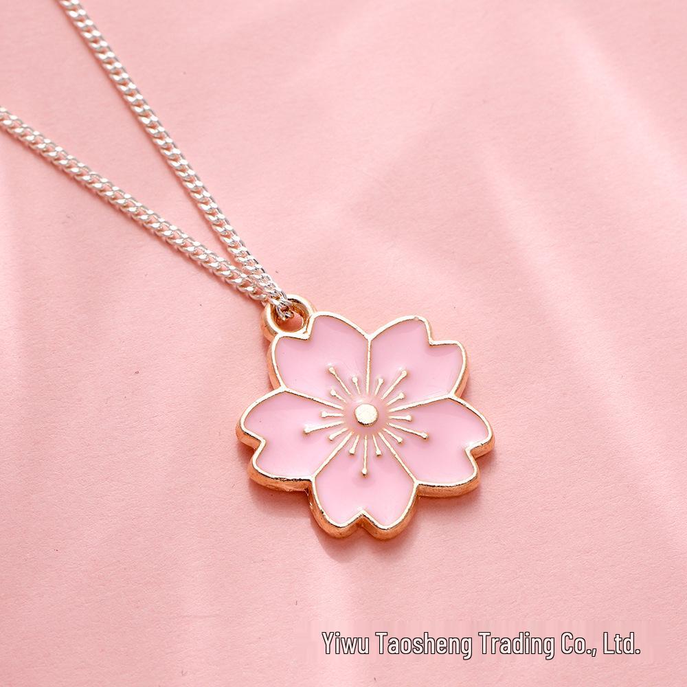 Cherry Blossom Drip Oil Alloy Pendant for DIY Jewelry: Earrings, Bracelets, Hair Accessories, and Phone Charms
