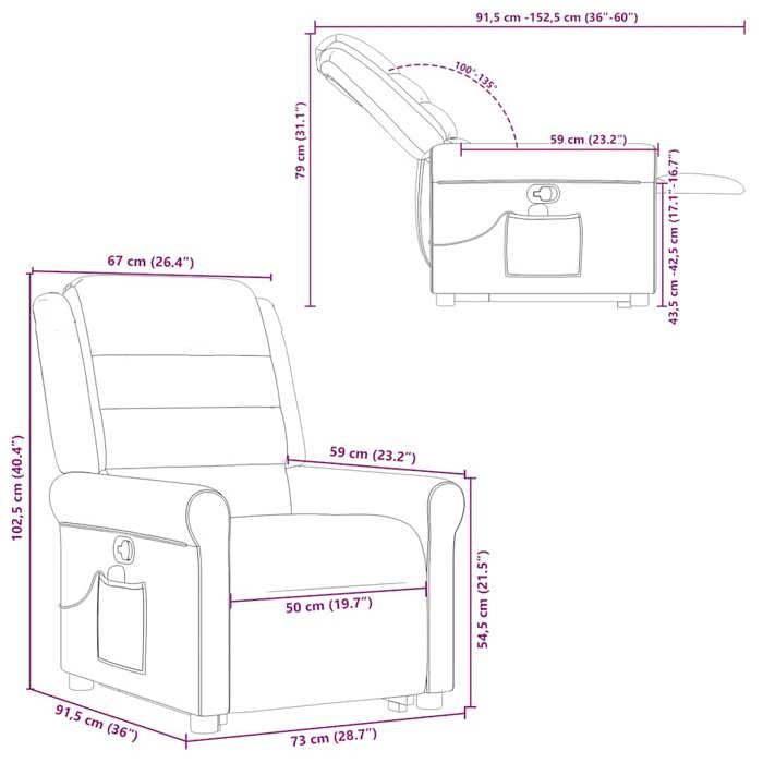 VidaXL Reclining Massage Armchair Black Fabric 3303326