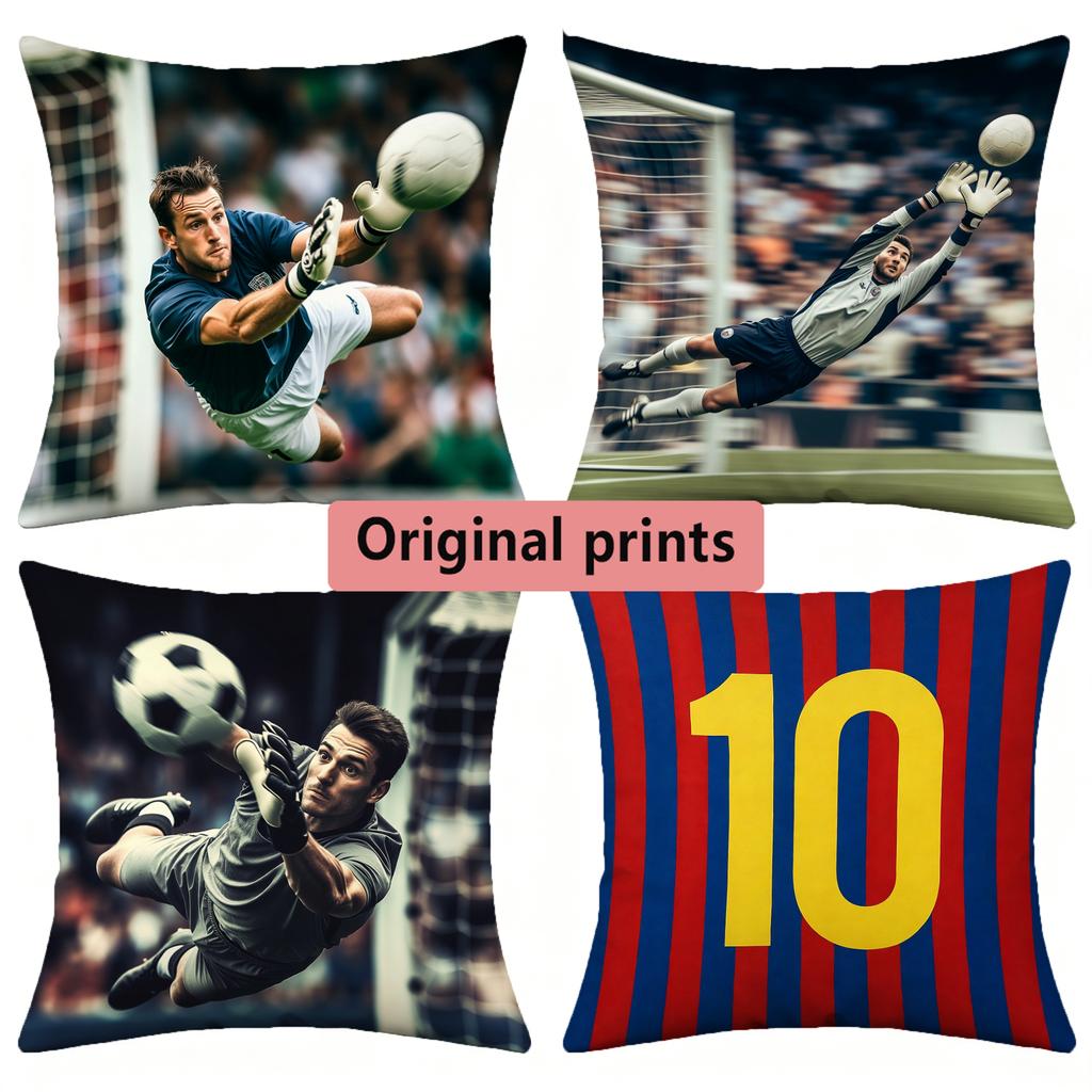 Football Star Soccer Goalkeeper Throw Pillow Covers Pattern Cushion Cover Suitable For Sofa Bedroom Car Pillow Cover