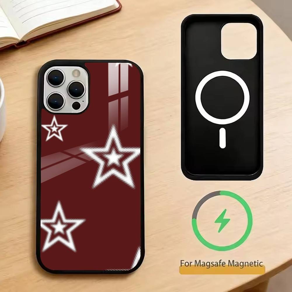 

Minimalist Red Star Phone Case For iPhone17,16,15,14,13,12,11 Plus,Pro Magnetic with Magsafe Wireless Charging iPhone14PRO